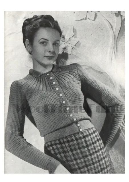 KNITTING PATTERN LADIES Vintage 1940s Round Yoke Cardigan. 36-38 Inch Bust. $2.29 - PicClick