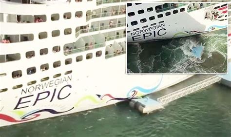 Cruise: Shocking moment Norwegian Cruise ship crashes into San Juan ...