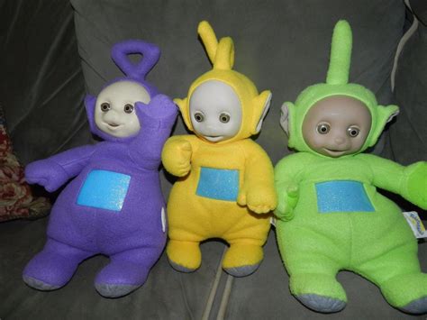 Teletubbies plush x 3 yellow, green purple talking stuffed doll lot 12 ...