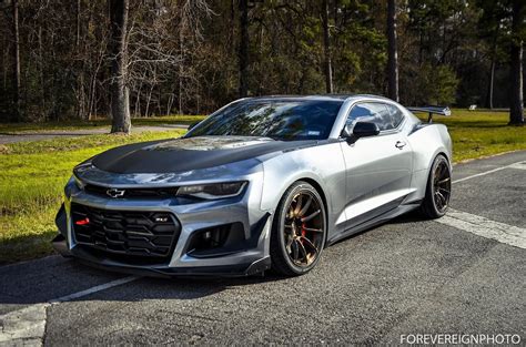 Grey Chevrolet Camaro ZL1 6th Gen with brushed bronze 19-inch Signature ...