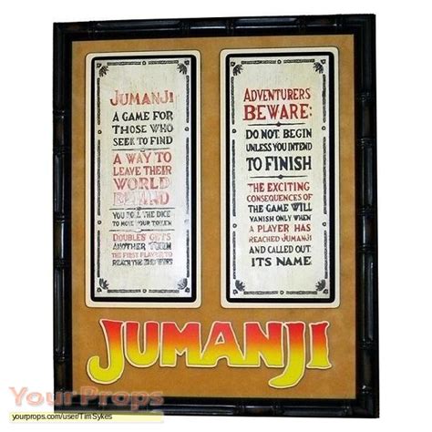 Jumanji Jumanji Game Rules original movie prop