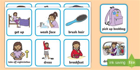 Visual Timetable (Getting Ready For School - Girls)