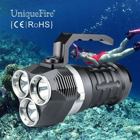 Uniquefire DT5 3*XM L2 Diving Flashlight 100 Meters Underwater 3000 ...