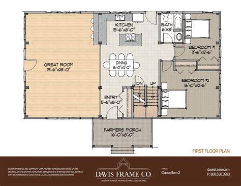 Classic Barn 2 Floor Plan | Barn House Plan | Davis Frame