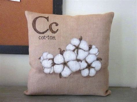 COTTON FIELDS Hand Painted Cotton Boll Pillow Cover, Burlap Cotton Boll ...