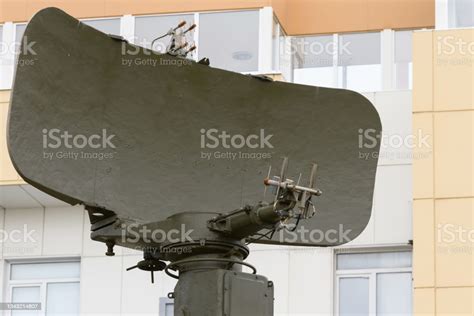 Military Radiolocation Antenna Close Up Stock Photo - Download Image Now - Angle, Blue, Cable ...