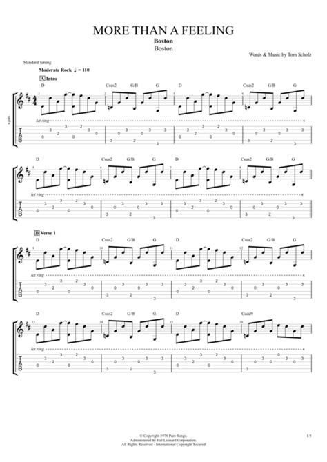 More Than a Feeling by Boston - Full Score Guitar Pro Tab | mySongBook.com