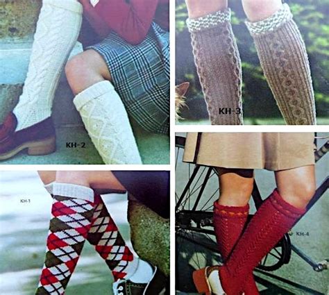 Knee-High Socks, 4 styles – Vintage Knitting Pattern, PDF – Red Basket Crafts