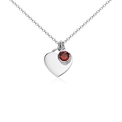 Garnet Birthstone Heart Pendant in Sterling Silver (January) (4.5mm) | Blue Nile