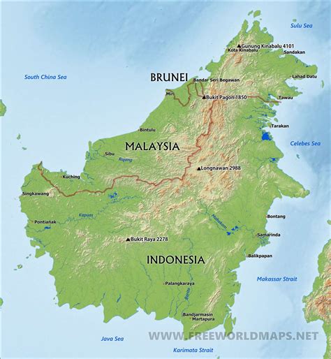 Map Of Borneo Island - Cities And Towns Map