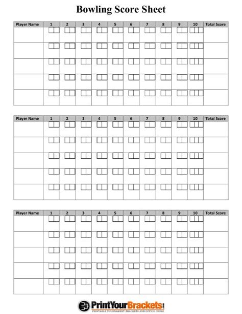 Printable Bowling Score Sheets - Print Free Scorecard | Bowling, Bowling games, Bowling invitations