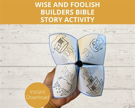 Wise and Foolish Builders Story Activity, Sunday School Craft, Printable Paper Craft, Fortune ...