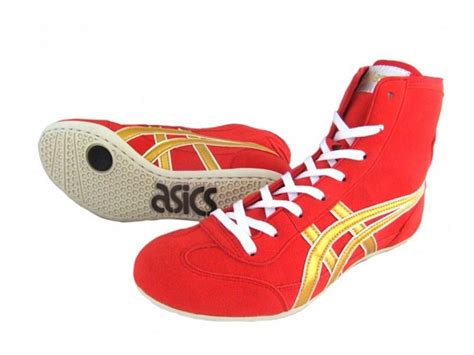 ASICS JAPAN Wrestling shoes EX-EO TWR900 Red x gold original color - Shoes & Footwear