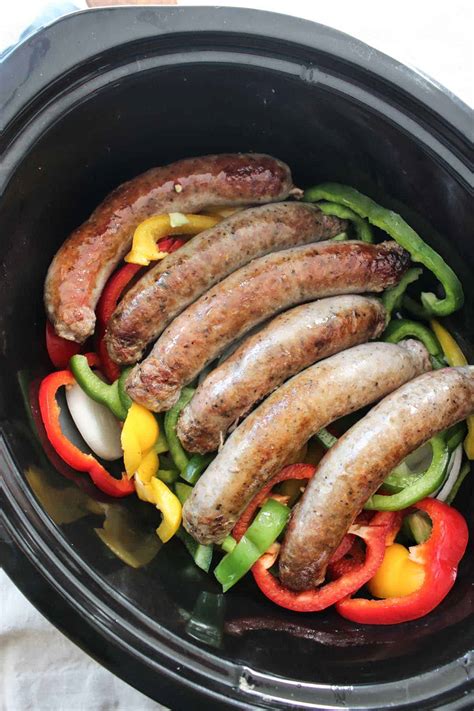 Easy Crock Pot Slow Cooker Sausage and Peppers Recipe | Wicked Spatula