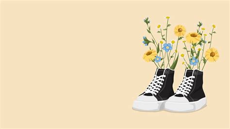 Cute sneaker desktop wallpaper, flower | Premium Photo Illustration ...