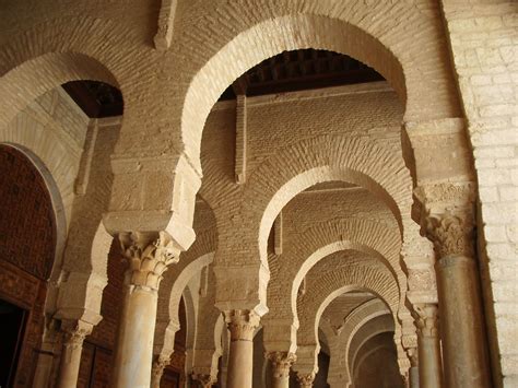 Horseshoe arches inside the Mosque of Uqba, in Kairouan, Tunisia | Moorish architecture, French ...