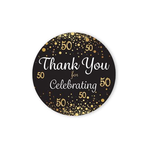 50th Birthday Thank You Stickers 1.75 Black and Gold - Etsy