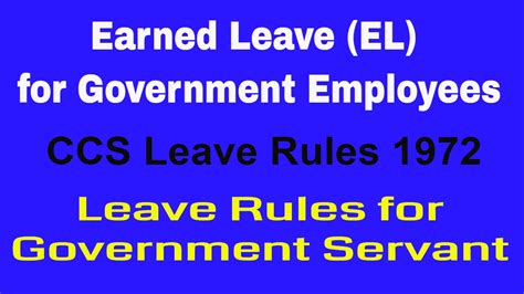 EARNED LEAVE (EL) Rules in Brief PC 5 || EL Leave || Leave Rules for ...