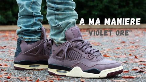 CRAZY SIZING!! Air Jordan 4 A MA MANIERE "Violet Ore" Review & On Feet | SIZING INFO - YouTube