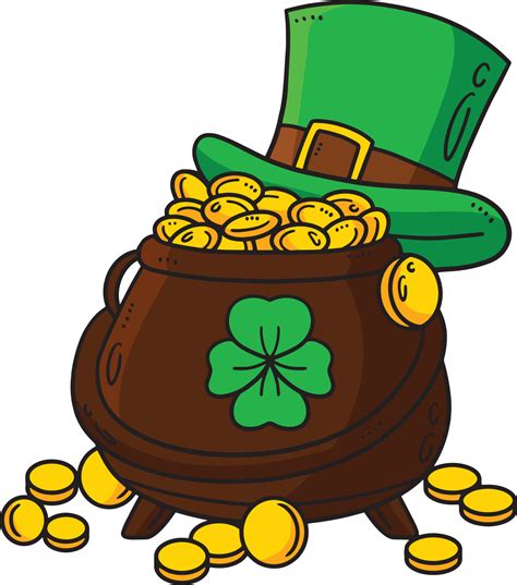 Saint Patricks Day Pot Of Gold Cartoon Clipart 19977890 Vector Art at ...