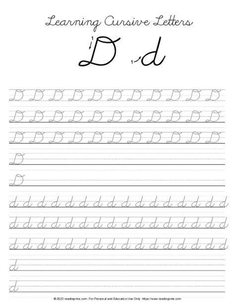 Cursive Writing Practice Sheets (PDF) - ReadingVine