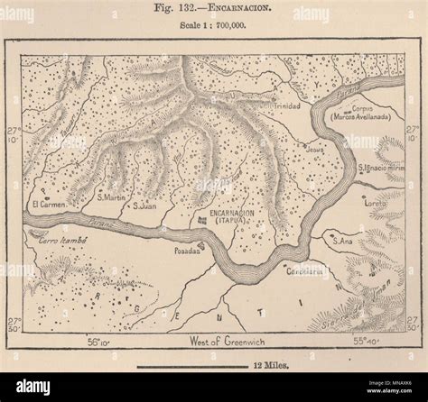 Encarnacion. Paraguay 1885 old antique vintage map plan chart Stock ...