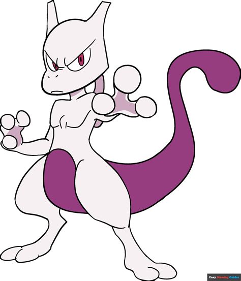 How to Draw Mewtwo from Pokémon- Really Easy Drawing Tutorial