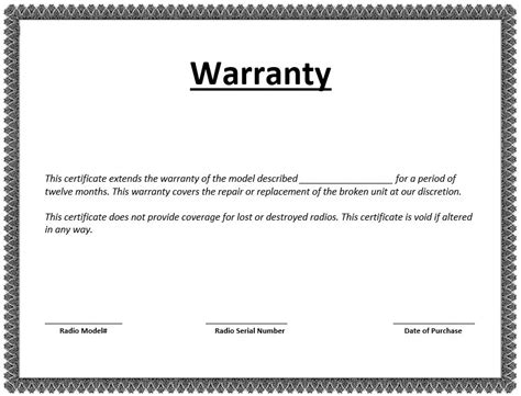 30 Day Warranty Template