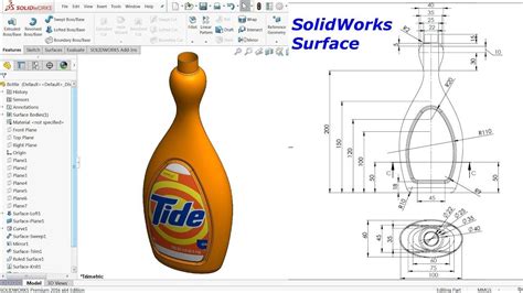 SolidWorks Surface Tutorial Bottle - YouTube | Solidworks, Solidworks ...