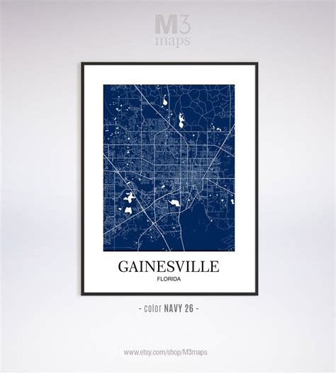 Gainesville Gainesville FL Map Gainesville Modern Art Print - Etsy