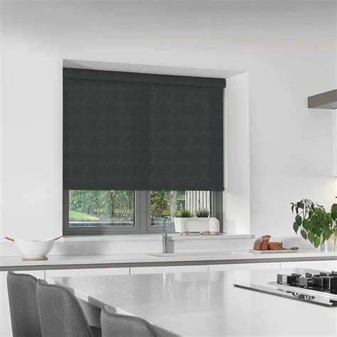 Twin Stripe White Black Roller Blind - BudgetBlinds