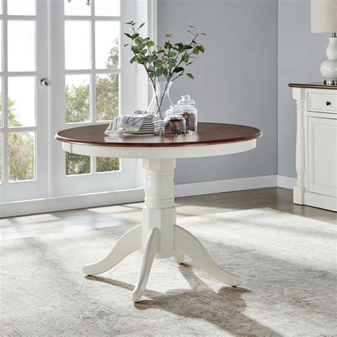 Shelby Round Dining Table Distressed White