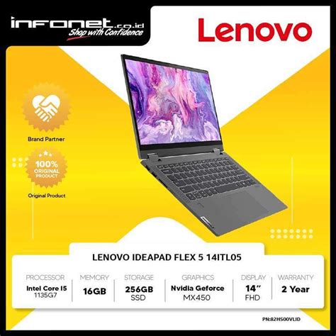 Jual LENOVO IDEAPAD FLEX 5 14ITL05 I5 1135G7 16GB 512GB SSD MX450 2GB 14 FHD IPS TOUCH W11 OHS ...