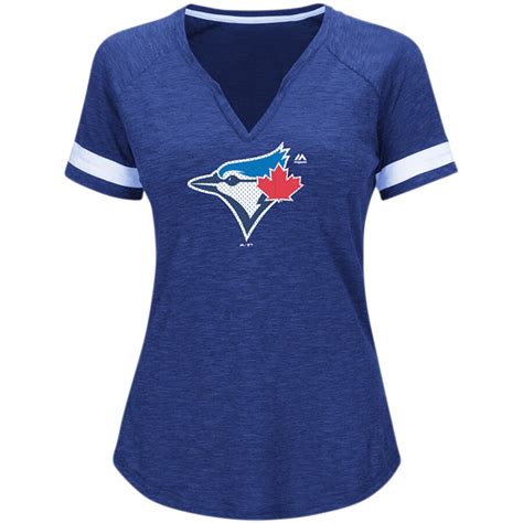 Women's Toronto Blue Jays Majestic Royal Game Stopper Raglan T-Shirt