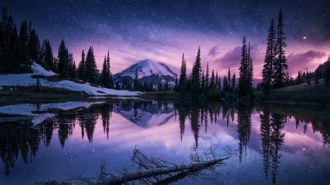 Tipsoo Lake on a winter night - backiee