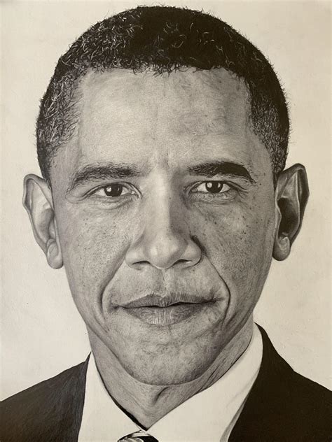 Obama portrait, me, graphite, 2020 : r/Art