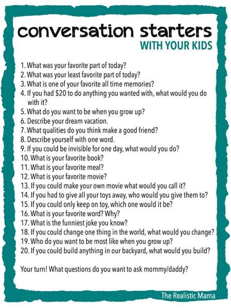 Conversation Starters With Your Kids Pictures, Photos, and Images for ...