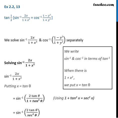 Ex 2.2, 13 - Inverse Trigonometry - tan 1/2 [sin-1 2x/1+x2