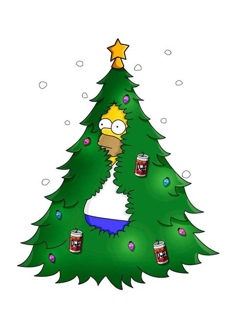 Homer Christmas Tree the Simpsons Funny Christmas Card - Etsy UK | Xmas ...