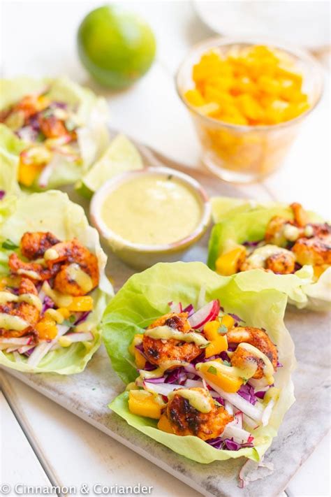 Chipotle Shrimp Lettuce Wraps with Creamy Mango Cilantro Sauce ...