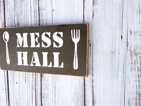 Wood military MESS HALL sign