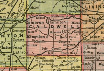 Caldwell County Missouri Genealogy, History, maps with Kingston ...