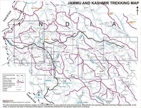 Jammu and Kashmir Trekking Route Map | Route map, Map, Sketches