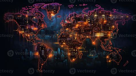 World map cyberpunk background. . 25536589 Stock Photo at Vecteezy