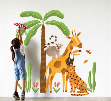 Jungle Animals And Tree Wall Sticker Pack, Jungle Wall Decal ...