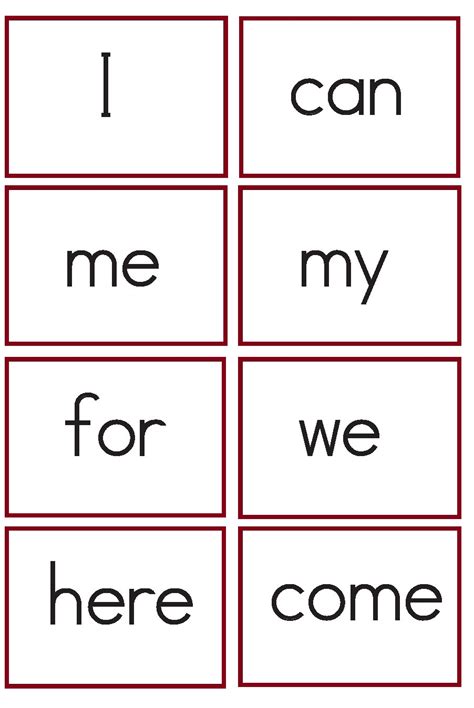 Sight Word Flashcards With Pictures Printable