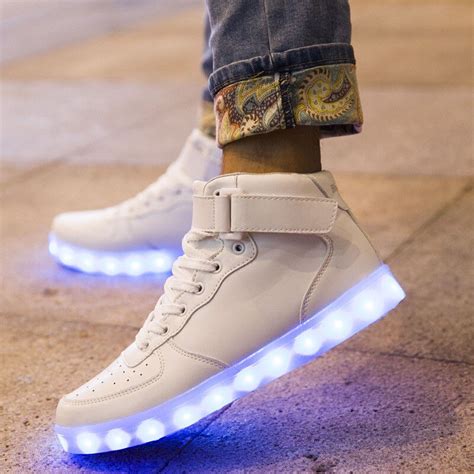 USB LED Light Shoes Boys Girls Glowing Led Shoes Flats High top Adults Lumineuse Shoes Big Size ...