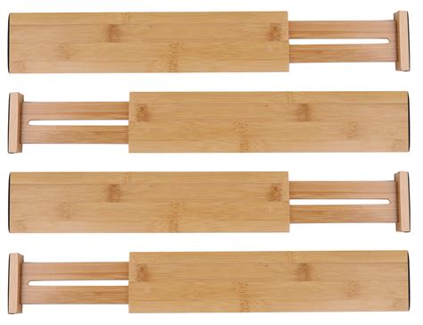 Buy Lawei 4 Pack Bamboo Drawer Dividers - Adjustable Expandable Drawer ...