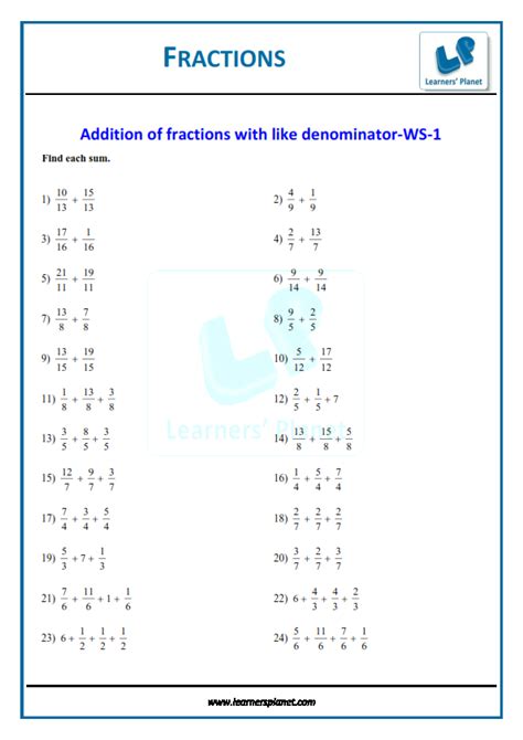 Online 6th class interactive quiz fractions worksheets, tests papers, videos