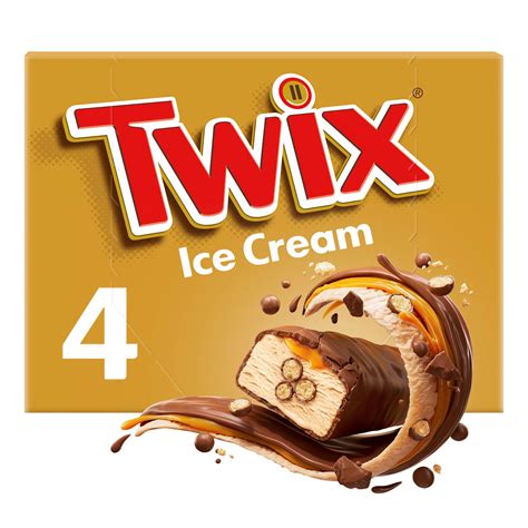 Twix Chocolate & Caramel Ice Cream 4pk | Ice Cream Cones, Sticks & Bars | Iceland Foods